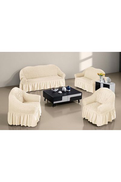 rexa Lycra Cover 4 Pcs 2 Chair & 2 Sofas Beige