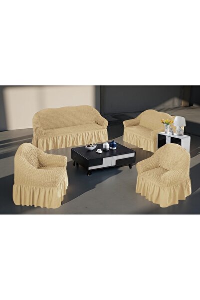 rexa غطاء لايكرا 4 قطع 2 كرسي و 2 كنبة بيج