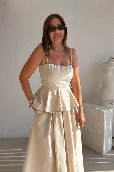 ELVAN TOLON Beige Bustier Skirt Set