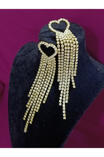 Zanora Heart Dangle Earrings Gold