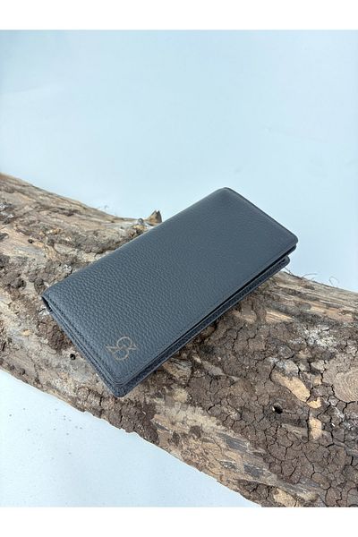 özdemirler deri 100% Genuine Leather Handheld Portfolio with Phone Compartment Gift for Men - Black