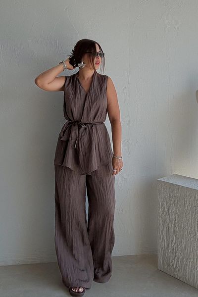 ELVAN TOLON Mocha Waist Lace up Suit