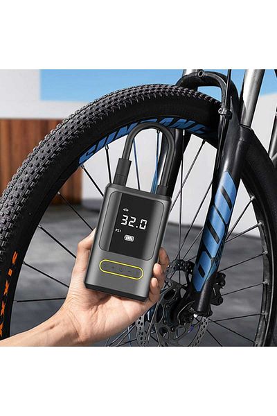 Generic Pompă electrică de aer pentru mașină, minge, bicicletă, afișaj LCD, lanternă LED, portabilă, încărcare USB C