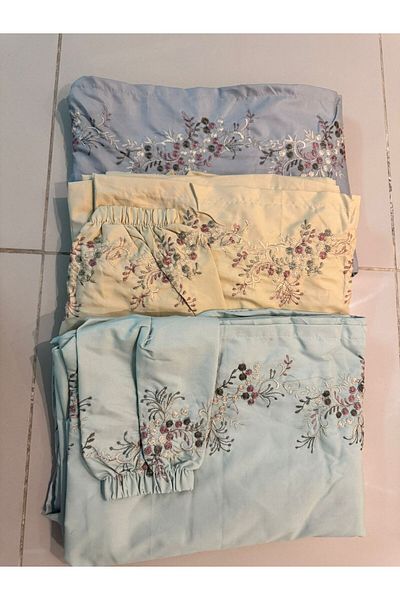 Gerenic Embroidered prayer shawl, cool cotton, open to wear - set of 3 pieces in different colors