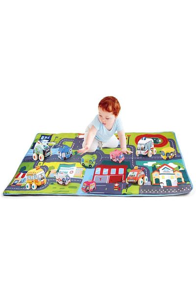 Generic Baby Play Mat Soft Car Toy for Boys Girls, Baby Toys with 10 Soft Cars and Pull Back Cars