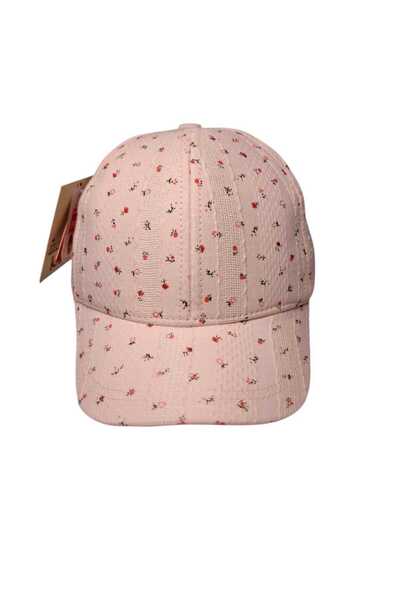 Kitti Spteks Kitti 1-3 Years Old Girl's Pink Color Crispy Flower Patterned Summer Hat