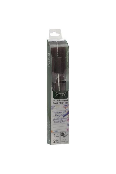 Roco 1428 Dry Ink Ballpoint Pen – 1 mm Tip, Black Ink, Pack of 2