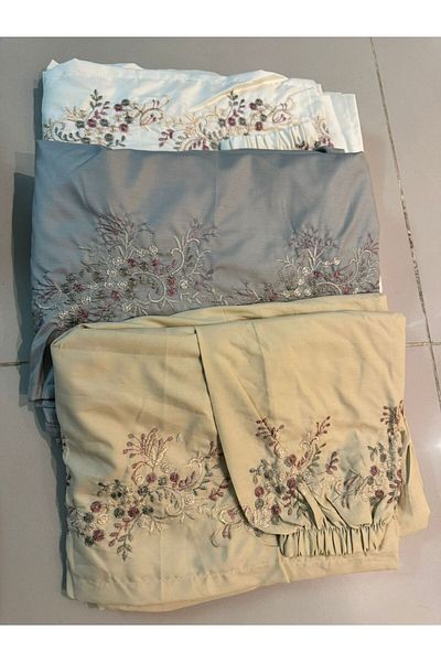 Gerenic Embroidered prayer shawl, cool cotton, open to wear - set of 3 pieces in different colors