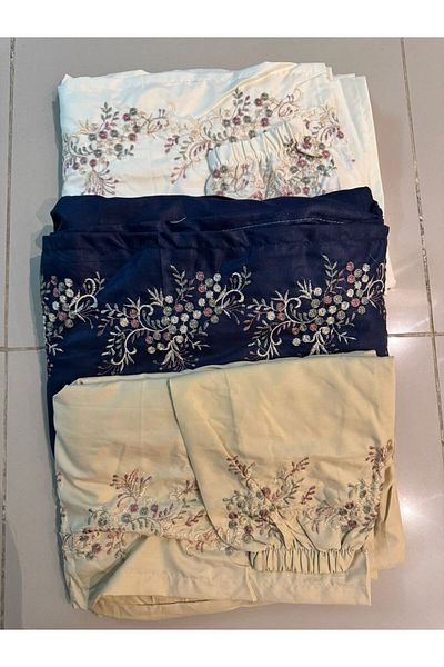 Gerenic Embroidered prayer shawl, cool cotton, open to wear - set of 3 pieces in different colors