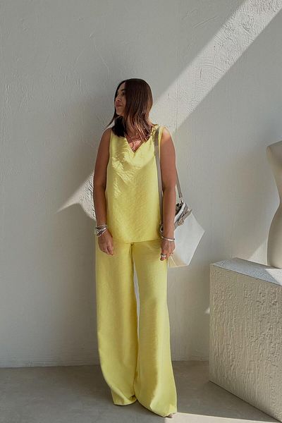ELVAN TOLON Yellow Tank Top Pants Set