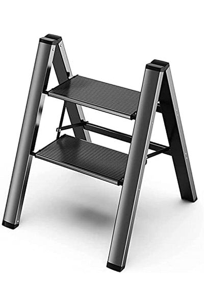 MAPLE HOME DECORATION Power 2 Step Ladder Aluminum Folding Step, Stool With Anti-slip Sturdy And Wide Pedal Lightweight