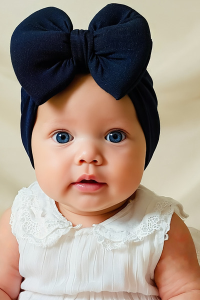 Bebekino Kız bebek fiyonklu bone düz renk