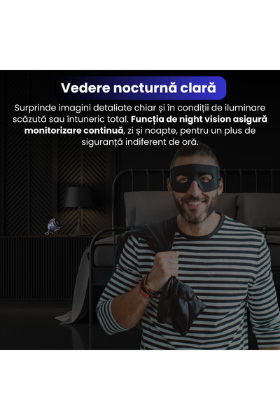 Spionescu Mini cameră ascunsă WiFi WD15, Full HD 1080P, vedere nocturnă, detectare mișcare AI, înregistrare în buclă