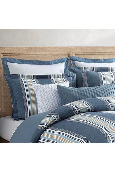 Orange Bed & Bath Blue Stripe 100% cotton duvet set single 11 pieces