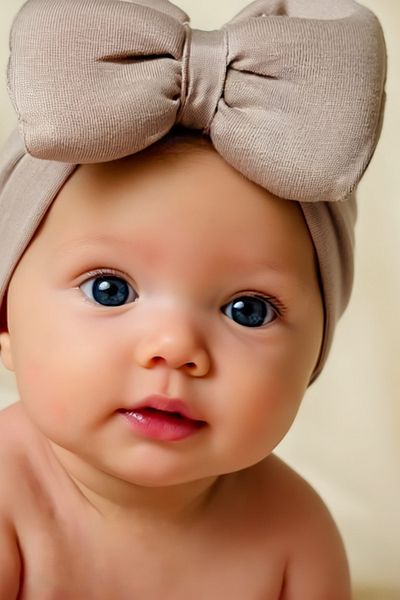 Bebekino Baby Girl Bow Bonnet Solid Color