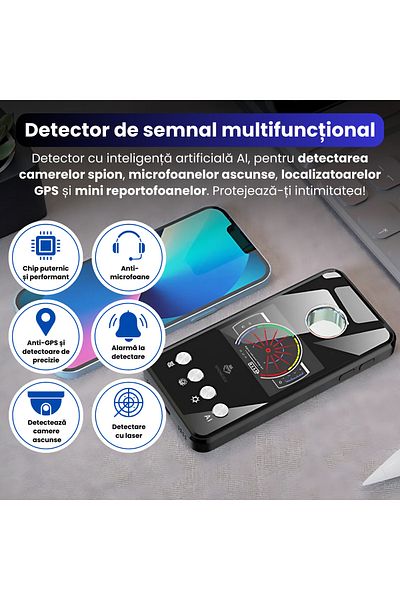 Spionescu Professional AI artificial intelligence detector for hidden cameras, microphones, GPS locator