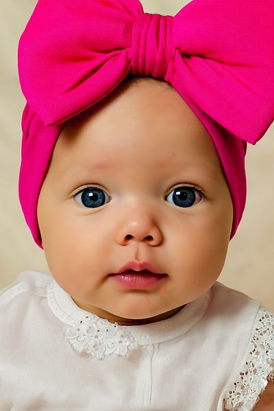 Bebekino Baby Girl Bow Bonnet Solid Color