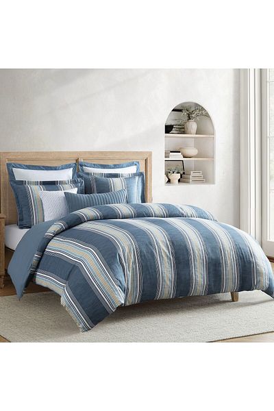 Orange Bed & Bath Blue Stripe 100% cotton duvet set single 11 pieces