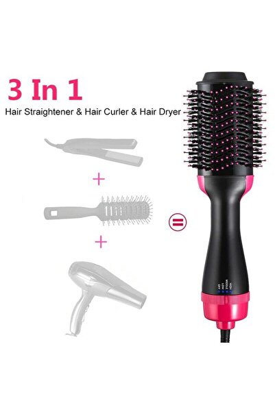 oemco Perie fixa 3in1 cu Aer Cald, 1000 W, One Step 3 in 1 ,Negru/Roz