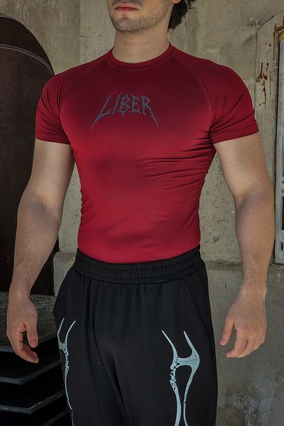 Liber Cyber ​​Bones - T-shirt συμπίεσης (Claret Red)
