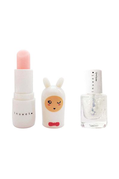 Inuwet Set cadou pentru copii, balsam de buze cu aromă de vată de zahăr și ojă pe bază de apă, Inuwet, 2 buc.