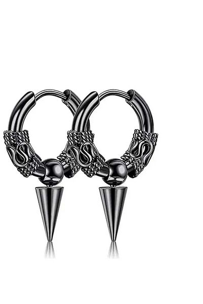 sarıyer silver Arrowhead Pattern Bulk Movable Black Color Warrior Model Viking Design Stylish Style Steel Hoop Earrings