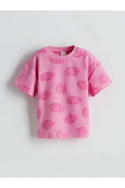 LC Waikiki Lcw Baby Pink Embossed Printed Baby Girl Blouse and Shorts 2-Pack