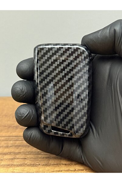 Luxe Aksesuarr Carcasă de protecție pentru chei din fibră de carbon cu 3 butoane compatibilă cu Volkswagen, Skoda, Seat MQB