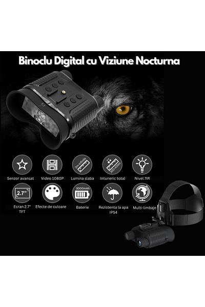 Spionescu Binoculars digital night vision 300m, Full HD, digital zoom 8x - NV8160