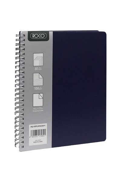 Roco Leatherette Notebook – 16.3 x 21.5 cm, 80 Sheets, Lined, Navy Blue