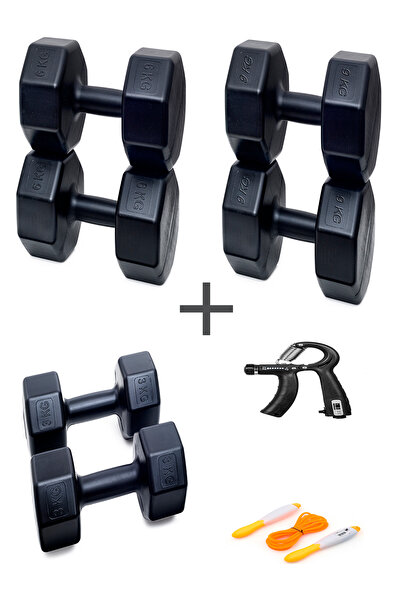 Besinistanbul PS SPOR 3 ÇİFT DAMBIL SET 3 KG + 6 KG +9 KG + AYARLANABİLİR SAY...