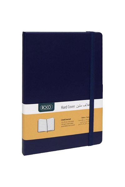 Roco Embossed Notebook with Elastic Band – 14 x 20 cm, 160 Pages, Lined, Navy Blue