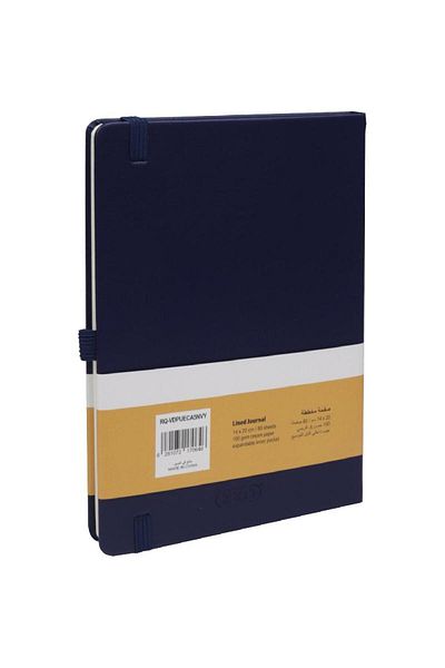 Roco Embossed Notebook with Elastic Band – 14 x 20 cm, 160 Pages, Lined, Navy Blue