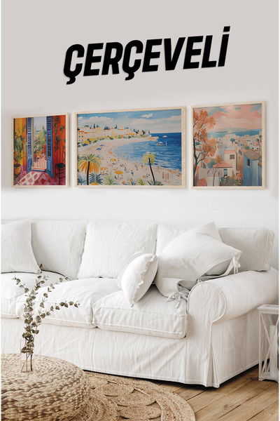 kutuTR Ahşap Çerçeveli Mdf Tablo Seti Matisse, Bohem, Kusama Salon Ve Oturma ...