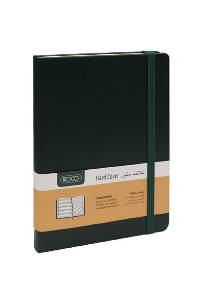 Roco Embossed Notebook with Elastic Band – 14 x 20 cm, 160 Pages, Lined, Olive Green