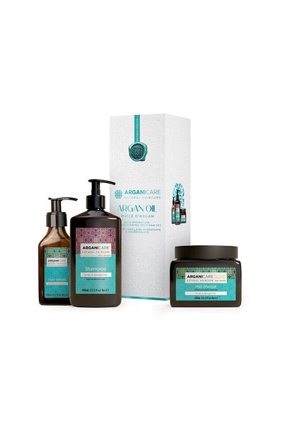 Arganicare Set trio cu ulei de argan, pentru hidratare intensă și hrănire a părului, Arganicare, 1000 ml
