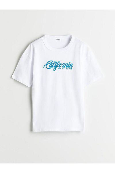 LC Waikiki Crew Neck California Printed Boy's T-Shirt