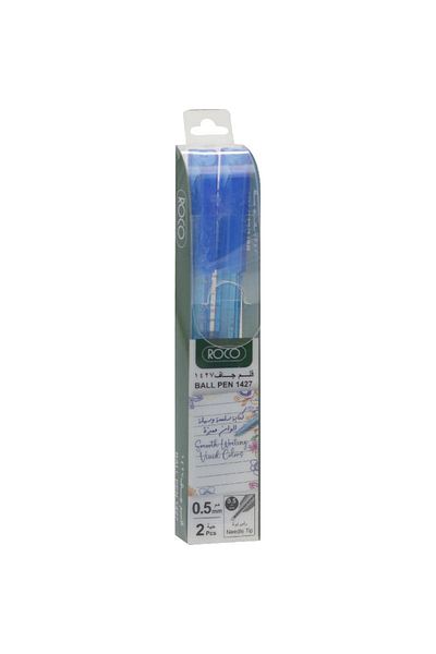 Roco 1427 Dry Ink Ballpoint Pens – Blue Ink, 0.5 mm, Pack of 2