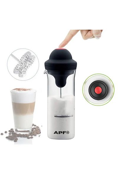 Generic Spumator Electric de Lapte si Cafea APF® – Mixer Portabil, 450ml, Pahar din Sticla Borosilicata