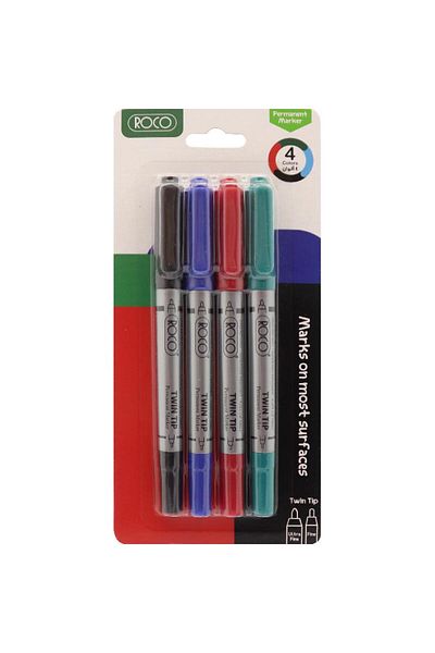 Roco Dual-Tip Permanent Marker – 1–4 mm & 0.3 mm, Assorted Colors