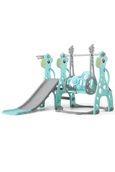 FULLJOY Deer Slide with Swing, Basketball Hoop and Music 4*1, 155*140*105cm UN-DW46BLUE Blue