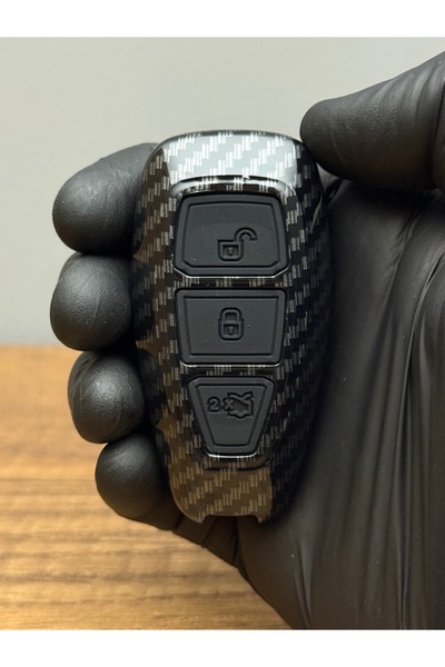Genel Markalar Ford Fiesta Focus Kuga mondeo Smart 3 Düğmeli Karbon Fiber Anahtar Koruma Kaplama Kılıfı