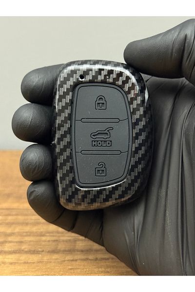 Luxe Aksesuarr Hyundai Tucson - Elentra Smart Middle Trunk 3 Button Carbon Fiber Key Protection Cover Case