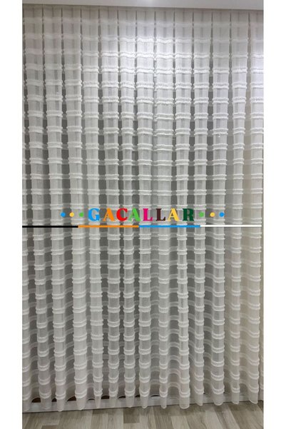 GACALLAR HOUSE Bamboo Foldet Linen Floor 1/3 Tight Fold Pleated Heavy Gramage Puffy Special Embroidered Ironing Non-Ironing Tulle Curtain