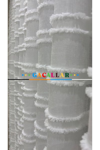 GACALLAR HOUSE Bamboo Foldet Linen Floor 1/3 Tight Fold Pleated Heavy Gramage Puffy Special Embroidered Ironing Non-Ironing Tulle Curtain