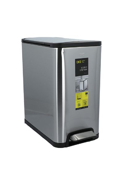 EKO Ecofly Step Trash Can Silver 15 Liter