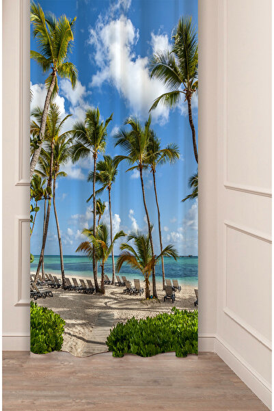 GREENDECOR ستارة خلفية عصرية أنيقة مطبوعة رقمية بتصميم خاص على شكل شاطئ الأعش...