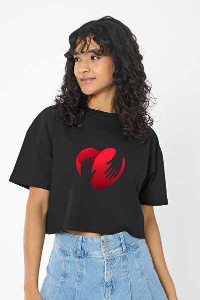 Windy Island Γυναικείο μπλουζάκι Crew Neck Heart με τύπωμα Crop