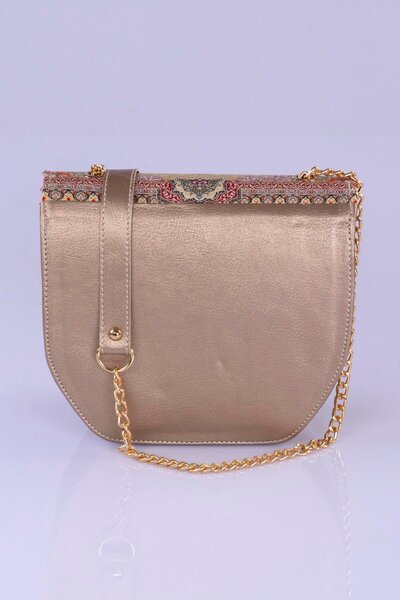 MODA Colorful Ethnic Kilim Patterned Women's Shoulder Bag – Bohemian Style, Chain Strap, Lock Cover