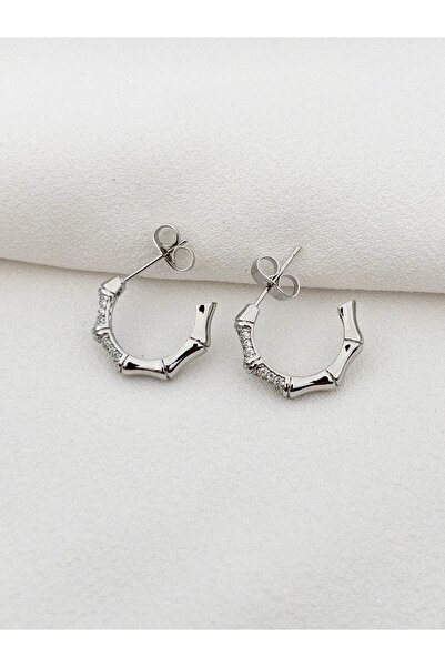 Siya Silver 18 Ayar Altın Kaplama Taşlı Vintage Çelik Küpe - 2 cm